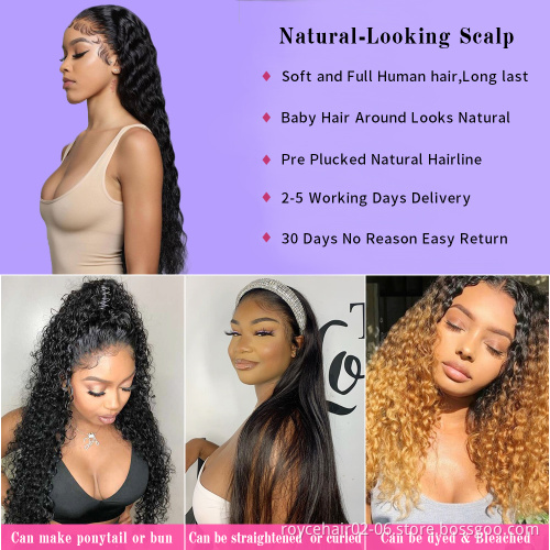 Cuticle Aligned Loose Wave Lace Closure Wigs Vendor, Cheap 10a Peruvian Curly Human Hair HD 4x4 Lace Front Wig For Women